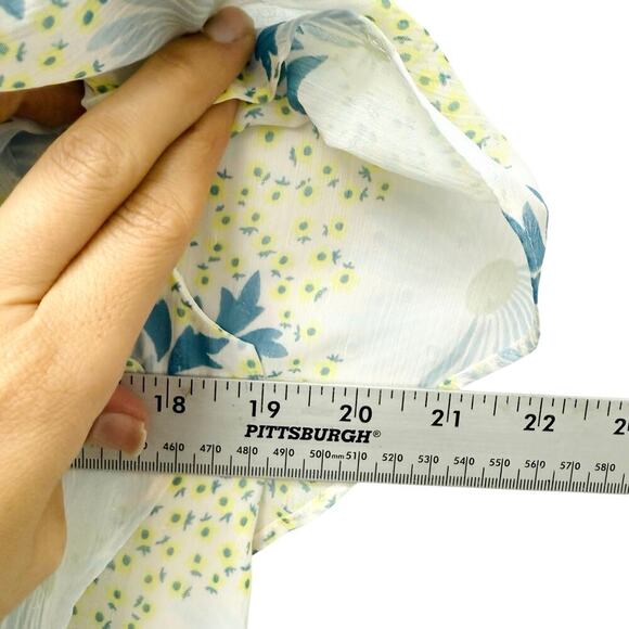 NWT TED BAKER Gemmiaa Floral Print Ruffle Wrap Blouse Blue Size 1 (4 US) - Picture 14 of 14